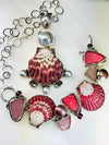 "Large Fan Shell Sterling Silver with Garnets or Pearls Bracelet & Necklace" (Sold separately)